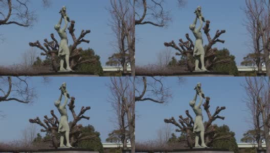 长崎和平公园雕塑艺术品高清在线视频素材下载