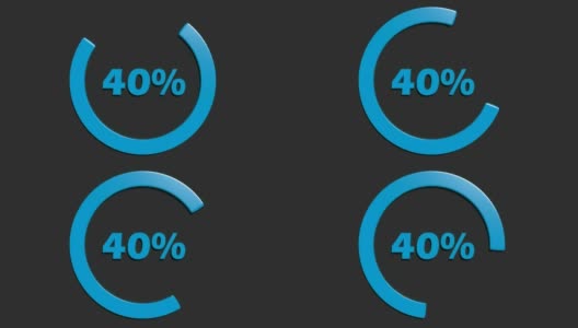 蓝色40%转弯圆标志黑色背景- 3D渲染视频剪辑动画高清在线视频素材下载