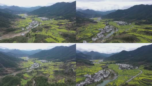 航拍中国婺源美丽的乡村风光高清在线视频素材下载