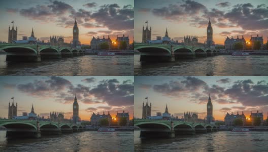 英国伦敦的威斯敏斯特桥和大本钟高清在线视频素材下载