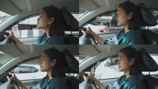开车的亚洲女人高清在线视频素材下载