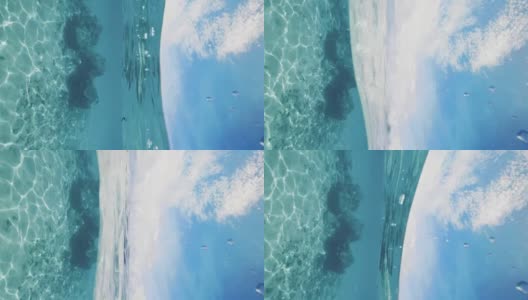 浮潜的观点在马尔代夫热带水域高清在线视频素材下载