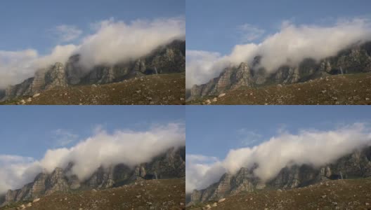 乌云在南非开普敦的12座使徒山上翻滚高清在线视频素材下载
