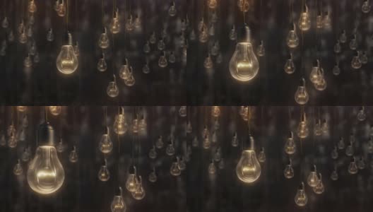 美丽的爱迪生风格的灯泡，以黑色的墙壁为背景高清在线视频素材下载