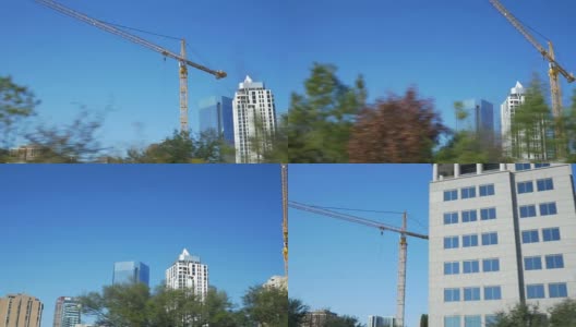 慢镜头驶过新建的高层办公楼高清在线视频素材下载