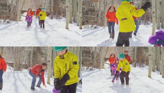 白种人父母孩子寒假穿着滑雪服高清在线视频素材下载