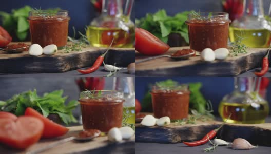 番茄和辣椒酱高清在线视频素材下载