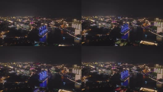 夜光飞行三亚城市景观航空全景4k中国海南高清在线视频素材下载