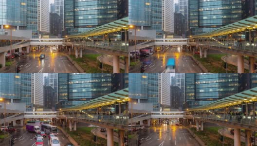 延时:日落时分拥挤的交通背景在香港市中心高清在线视频素材下载
