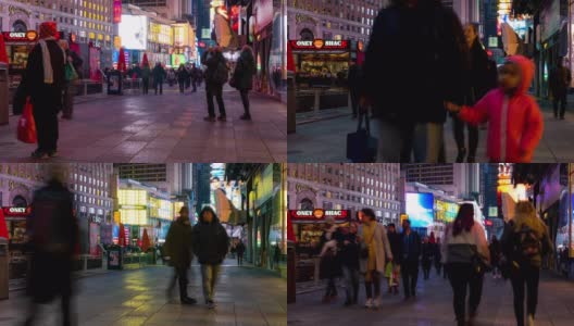 日落时分，纽约时代广场上挤满了行人高清在线视频素材下载