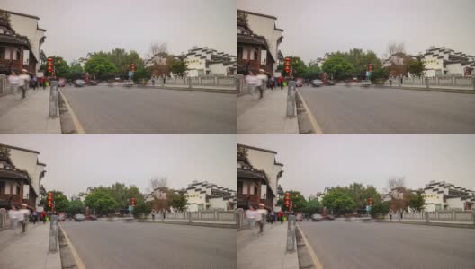 南京城市白天时间老城交通街道边时间推移全景4k中国高清在线视频素材下载