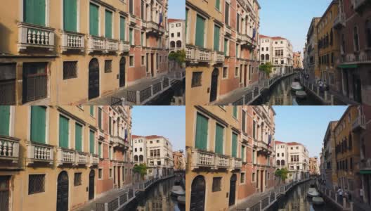 意大利威尼斯的老房子和运河景观高清在线视频素材下载