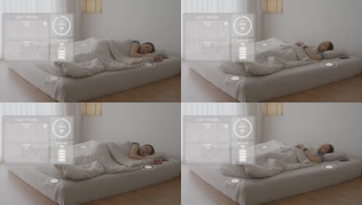智能物联网床垫床智能传感器健康跟踪医疗技术高清在线视频素材下载