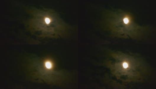 圆月透云，夜航过云，神秘仙境的景象。高清在线视频素材下载