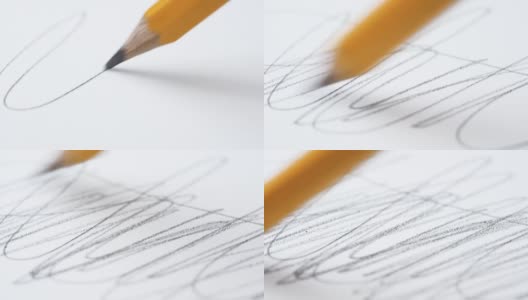 缓解压力和管理理念。简单铅笔在白纸上画线和曲线。工作时紧张的男人或女人在办公室里随意的台词高清在线视频素材下载