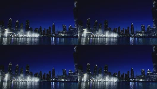 迪拜的镜面喷泉高清在线视频素材下载