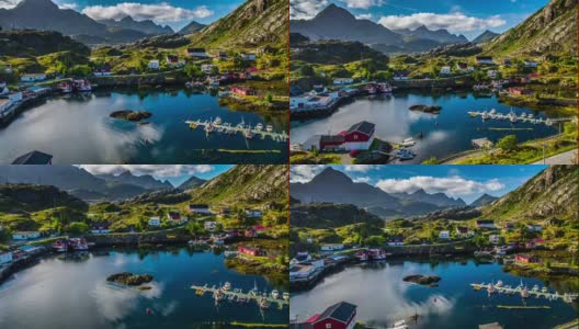 挪威渔村的航拍-美丽的风景高清在线视频素材下载