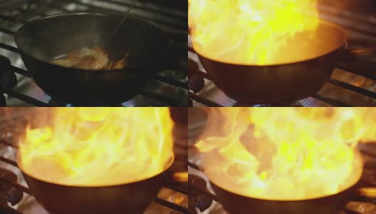 在燃气灶上做饭，科孚岛，希腊高清在线视频素材下载