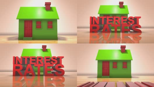 房地产市场利率和抵押3D动画标题高清在线视频素材下载