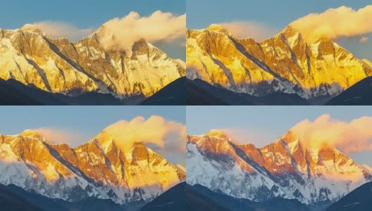 黄金珠穆朗玛峰，喜马拉雅山的时间流逝高清在线视频素材下载