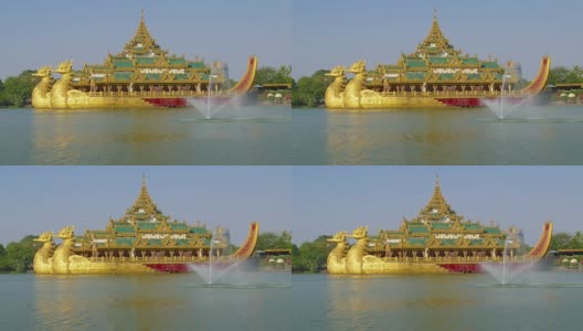 在缅甸仰光的卡拉维克浮动驳船高清在线视频素材下载