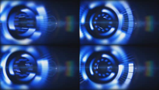 模糊的蓝色圆柱体旋转并发出光透镜光晕高清在线视频素材下载