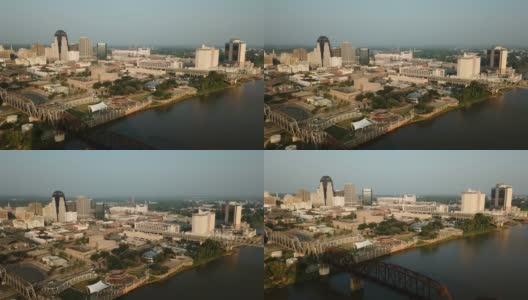 俯瞰红河和路易斯安那州什里夫波特高清在线视频素材下载