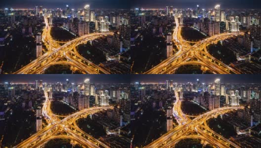 T/L WS HA晚上繁忙的十字路口/中国上海高清在线视频素材下载