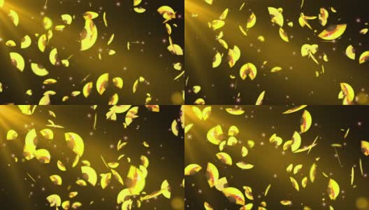 金色日本折扇颗粒循环动画高清在线视频素材下载