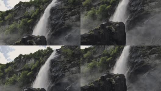 慢镜头:山上瀑布的特写镜头高清在线视频素材下载