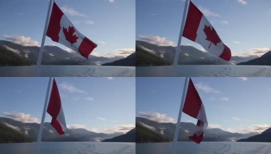 帆船渡轮上的加拿大国旗高清在线视频素材下载