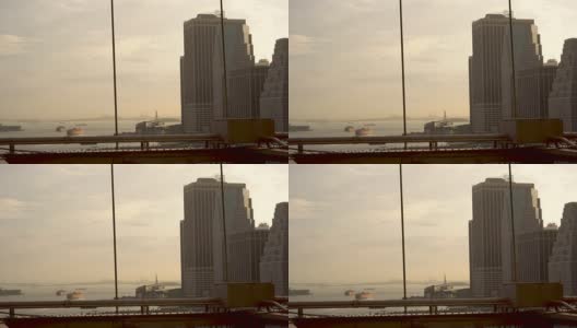 从布鲁克林大桥眺望曼哈顿天际线高清在线视频素材下载