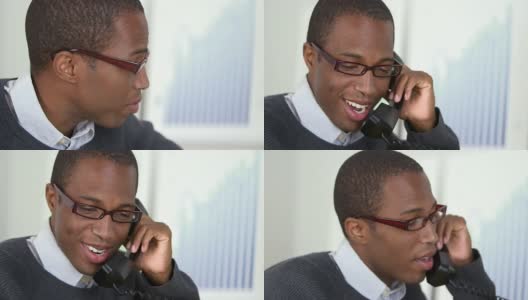 一位非洲裔美国商人在打电话高清在线视频素材下载