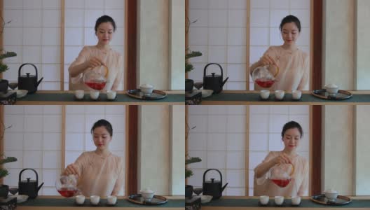 泡中国茶的女人高清在线视频素材下载