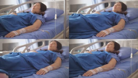 女病人在医院病房里感到悲伤和抑郁高清在线视频素材下载