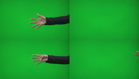女人把手放在绿色屏幕前，用手指从5数到1高清在线视频素材下载