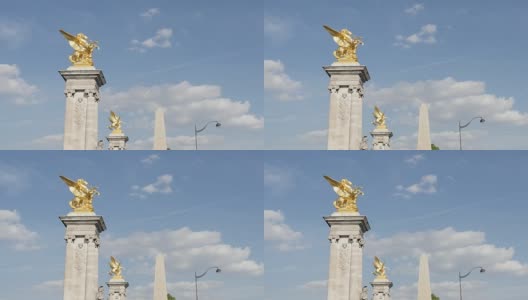 法国首都巴黎的蓝天雕塑高清在线视频素材下载