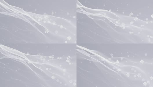 浅灰色银色抽象背景与雪花和发光粒子高清在线视频素材下载
