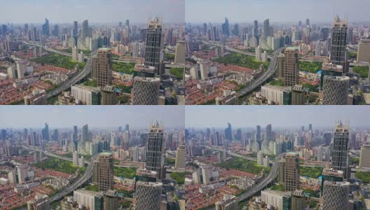 中国日上海市景著名交通路口航拍全景4k高清在线视频素材下载