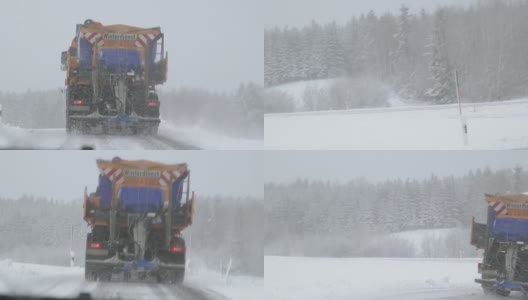 追逐扫雪机-手持POV镜头高清在线视频素材下载