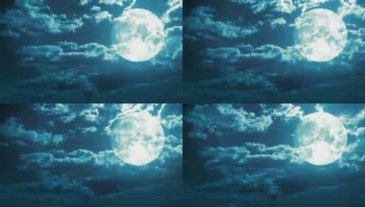 奇妙的天空背景。月亮躲在云后面。间隔拍摄。高清高清在线视频素材下载