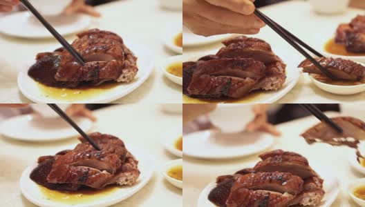 烤鹅和烤鸭是中国香港著名的烧烤美食高清在线视频素材下载