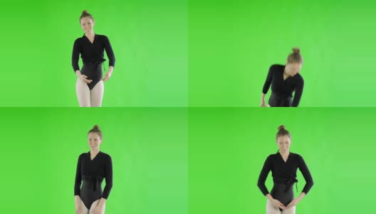白种女子绿屏剪出芭蕾舞艺术高清在线视频素材下载