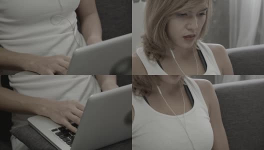 亚洲妇女使用笔记本电脑在线课程高清在线视频素材下载