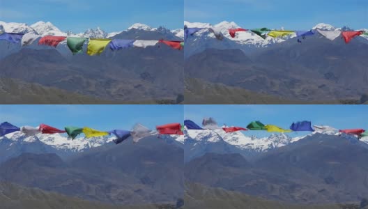 喜马拉雅山上的佛教经幡高清在线视频素材下载