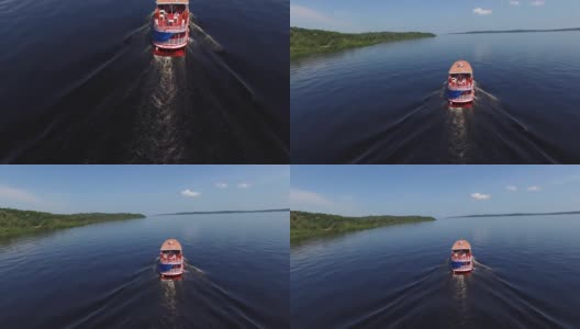 巴西亚马逊河上的黑鬼船高清在线视频素材下载