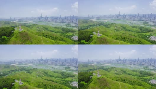 在香港和中国深圳之间的乡村绿地和鱼塘高清在线视频素材下载