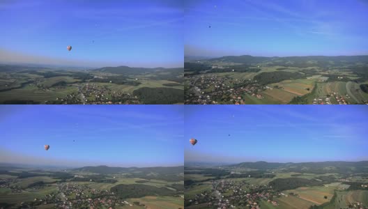 热气球和绿色景观高清在线视频素材下载