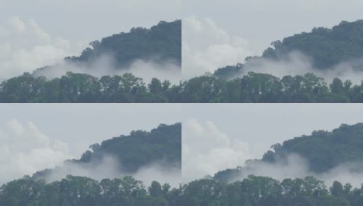 云移动覆盖在山上。高清在线视频素材下载