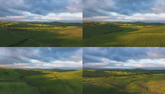 意大利托斯卡纳日出时的空中风景高清在线视频素材下载